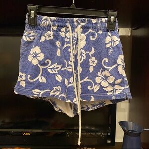 out from under urban outfitters shorts Blue White Hibiscus Floral Beach Summer